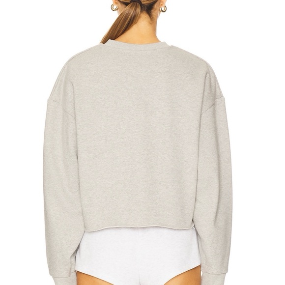 Favorite Daughter Light Gray Cropped Sweatshirt with Navy Logo Size Small - Picture 3 of 3